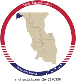 Map of Bannock County in Idaho, USA arranged in a circle.