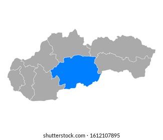 Map of Banskobystricky kraj  in Slovakia on white