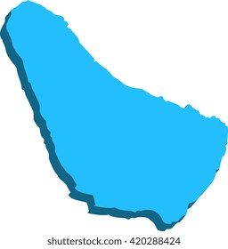A map of Barbados 3D on white background