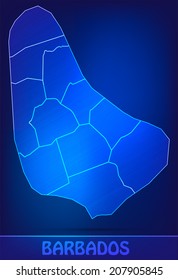 Map of Barbados with borders as scribble