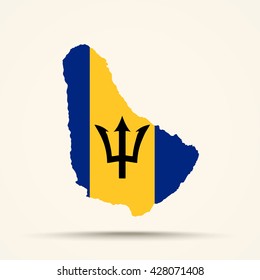 Map of Barbados in Barbados flag colors


