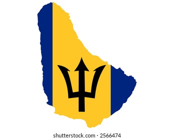 map of Barbados and barbados flag illustration