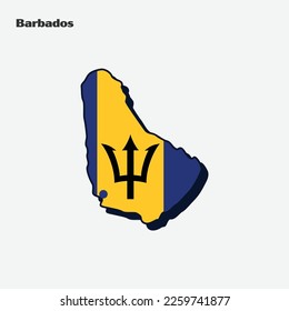 Mapa de Barbados con bandera. Ilustración vectorial. Eps 10