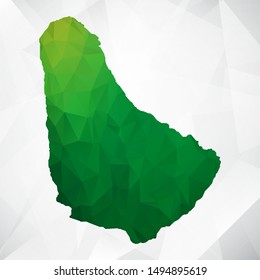 Map of Barbados - Green Geometric Rumpled Triangular , Polygonal Design For Your . Vector illustration eps 10