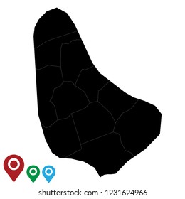 Map of Barbados, High Detailed  Map of Barbados isolated on white background.Vector illustration eps 10