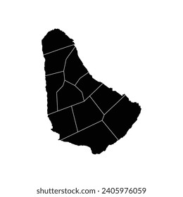 Mapa de la silueta vectorial de alto nivel y contorno gráfico de Barbados,