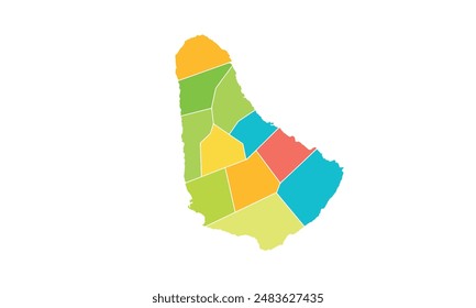 Map of Barbados isolated modern colorful style. for website layouts, background, education, precise, customizable, Travel worldwide, map silhouette backdrop, earth geography, political, reports. 