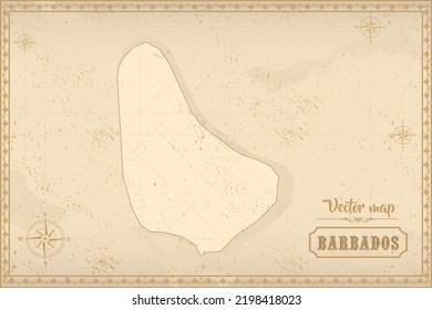 Map of Barbados in the old style, brown graphics in retro fantasy style