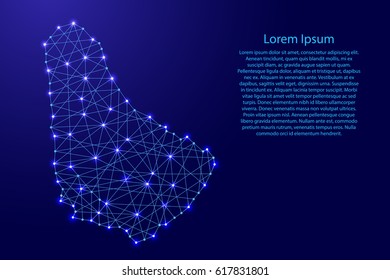 Map of Barbados from polygonal blue lines and glowing stars vector illustration