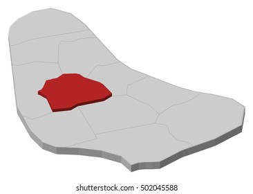Map - Barbados, Saint Thomas - 3D-Illustration