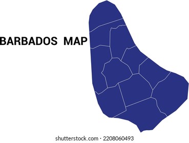 Map of Barbados, Map of Barbados vector design Illustration, Solid Map of Barbados, Color-Filled Map of Barbados,