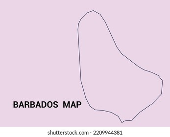Map of Barbados, Barbados vector illustration, Outline Map of Barbados. Barbados map with light pink background.