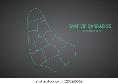 Map of Barbados,Green map on dark background of map of Barbados symbol for your web site design map. Vector illustration eps 10. - Vector