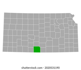 Karte von Barber in Kansas auf Weiß