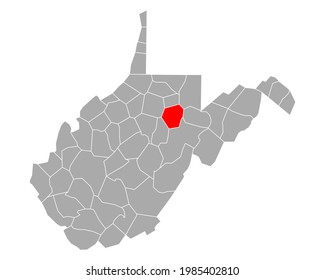 Map of Barbour in West Virginia on white