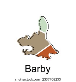 map of Barby vector colorful geometric design template, national borders and important cities illustration