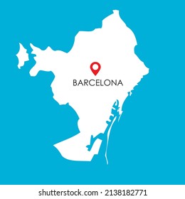 Map of Barcelona in Spain with location icon