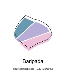Map of Baripada modern geometric illustration, map of India country vector design template