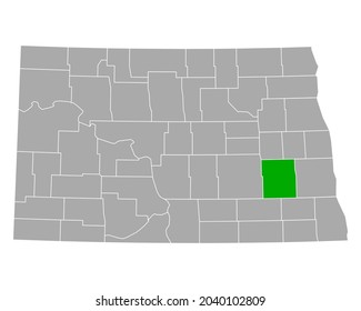 Map of Barnes in North Dakota on white