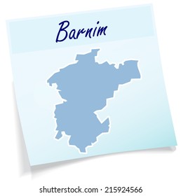 Map of Barnim as sticky note in blue