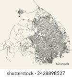 Map of Barranquilla, Atlantico, Colombia
