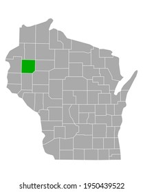 Map of Barron in Wisconsin on white
