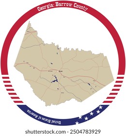 Map of Barrow County in Georgia, USA arranged in a circle.