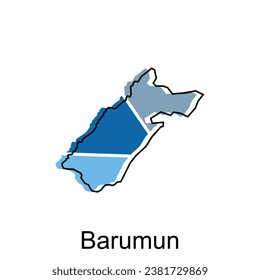 Map of Barumun City Vector Illustration, Isolated on White Background, illustration design template, suitable for your company