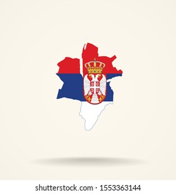 Map Basel (Switzerland) in Serbia flag colors, editable vector. 