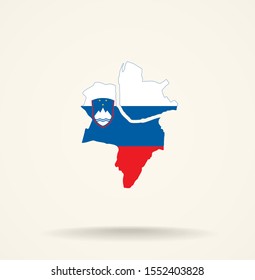 Map Basel (Switzerland) in Slovenia flag colors, editable vector. 