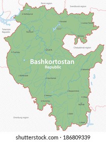 Map of Bashkortostan Republic, Russia