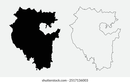 Map of Bashkortostan - Russia outline silhouette graphic element Illustration template design
