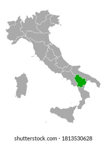 Karte der Basilicata in Italien auf Weiß