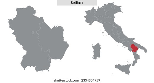 map of Basilicata province of Italy and location on Italian map