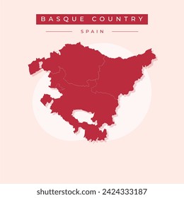 Map of the Basque Country or Euskadi with the provinces of Guipúzcoa, Donostia, Vizcaya and Bilbao. Basque Country map silhouette in green