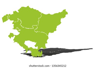 Map of the Basque Country in green.