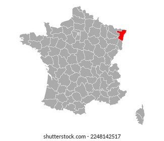 Map of Bas-Rhin in France on white