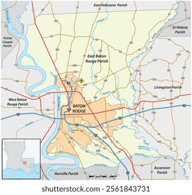 Map of Baton Rouge the capital of Louisiana, United States