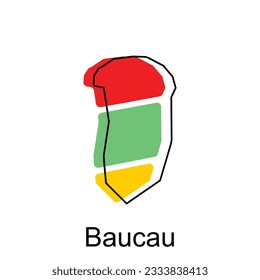 Map of Baucau vector design template, national borders and important cities illustration