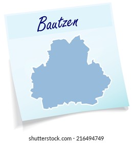 Map of bautzen as sticky note in blue