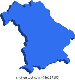 A map of Bavaria 3D on white background