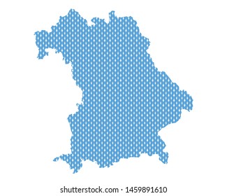 Map of Bavaria in blue plain stitches
