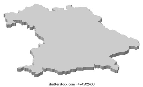 Map - Bavaria (Germany) - 3D-Illustration