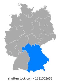 Map of Bavaria in Germany on white