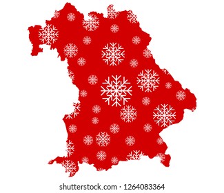 Map of Bavaria with snowflakes