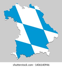 Map of Bavaria is a state Germany with flag. Vector Illustration