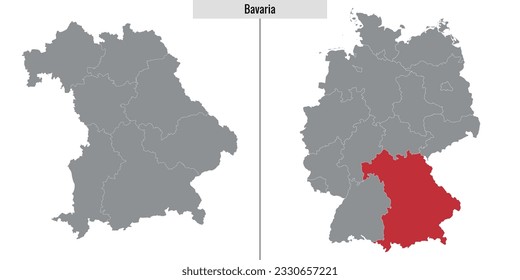 mapa del estado de Baviera en Alemania y ubicación en el mapa alemán