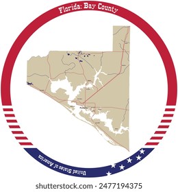 Map of Bay County in Florida, USA arranged in a circle.