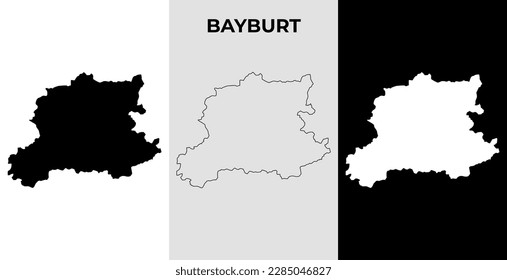 Map of Bayburt, Turkey region outline silhouette vector illustration, scribble sketch City of Bayburt map