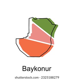 Map of Baykonur illustration design template, Map have all province and mark the capital city of Kazakhstan, suitable for your company